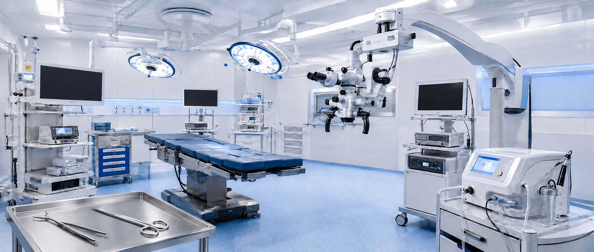 Quirófano equipado con tecnología médica